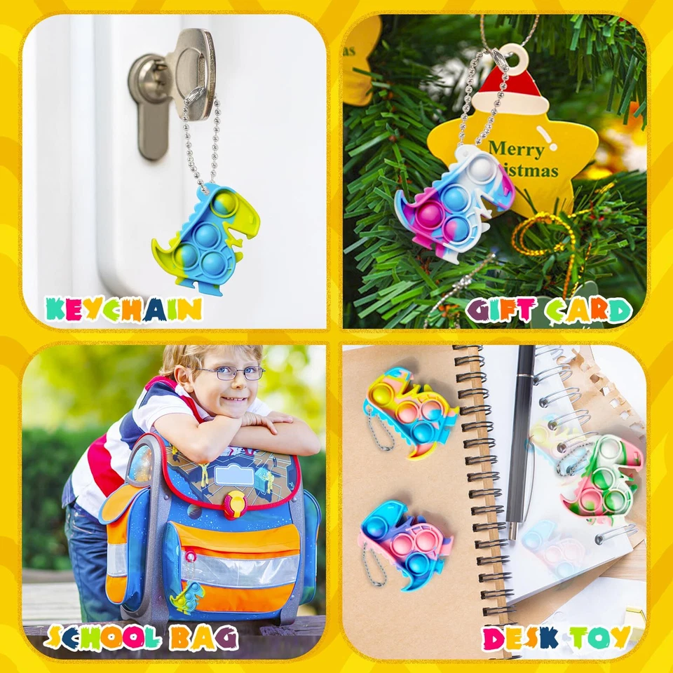 TOANWOD 24 PIEZAS Dinosaurio Fiesta Favores para Niños Dino Pop Llavero Juguetes Inquietos C... Foto 4 de 4