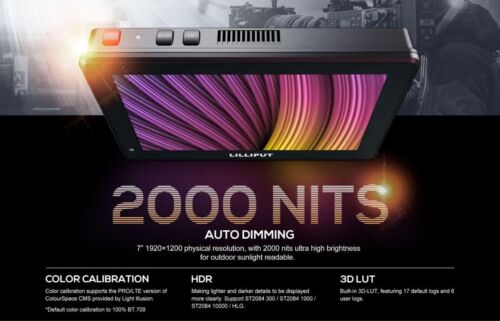 LILLIPUT HT7S 7" 2000nits 3G SDI HDMI 2.0 in&out Touch On-Camera Control Monito - Picture 8 of 12