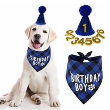 Cobee Dog Birthday Bandana Hat Number Set, 10 Pieces Dog Boy Birthday Party Pet