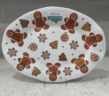 GINGERBREAD COOKIES Melamine 18” SERVING TRAY Platter JINGLE & JOY Christmas NEW