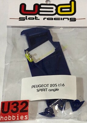 SLOT CAR U3D U3D Chassis 3D PEUGEOT 205 Turbo 16 Winkelwinder Blau