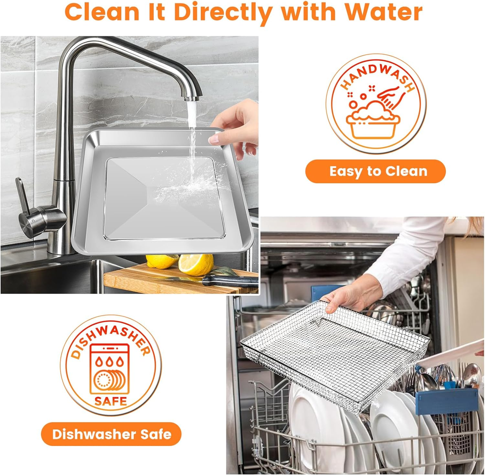 Nonstick Air Fryer Basket Tray Compatible with Cuisinart TOA-60 TOA-65 TOA-70 Toaster Oven Air Fryers