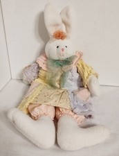 18" Stuffed Easter/Spring Bunny in a Beautiful Chenille Dress