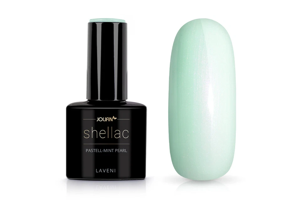 Jolifin LAVENI Shellac  - pastell-mint pearl 12ml UV/LED-Nagellack #S496 - Bild 4 von 4