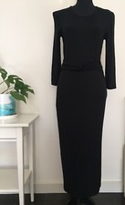 WAREHOUSE UK Brand Sz 10 Twist Belt Black Womens Bodycon Fitted Midi Dress BNWT