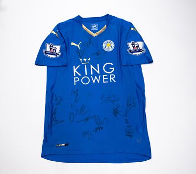 Leicester City Premier League Champions SIGNED SQUAD INC Vardy Mahrez AFTAL UK