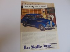 1939 Lasalle Four Door Touring Sedan With Cadillac Engine Vintage Print Ad
