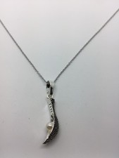 New Jai Alai Sport Pearl Pendant With 16” Stainless Steel Necklace Small SILVER