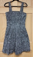 Talbots Fit & Flare Sleeveless Dress Black White Swing Spring Tea Length Size 14