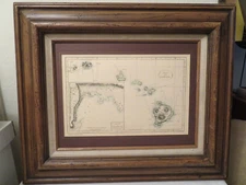 Chart of the Sandwich Isles Hawaii Map Print by Hogg Lahaina Printsellers Framed