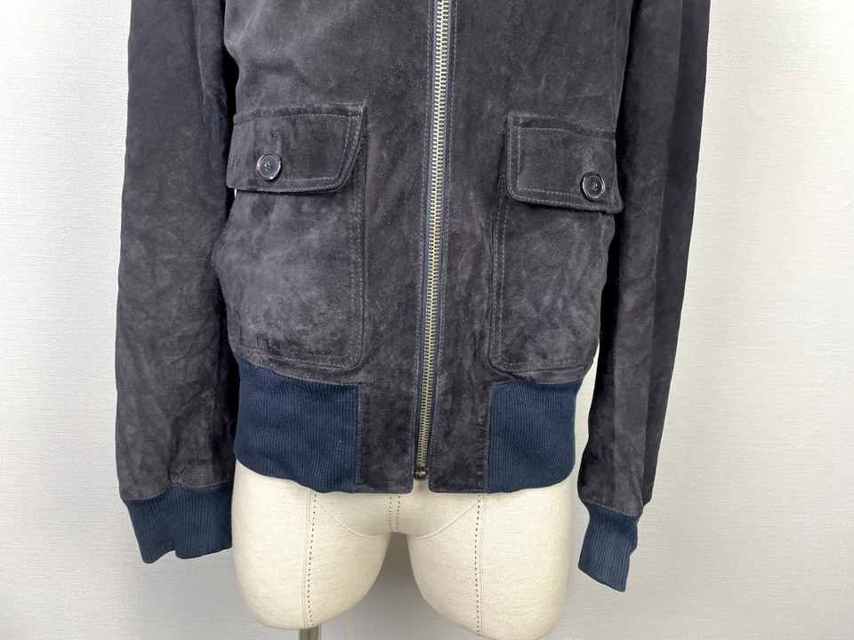 Chaqueta De Colección Dolce Gabbana Azul Piel de becerro Cremallera Completa Monograma Forrada Para Hombre Talla S-M Foto 3 de 4