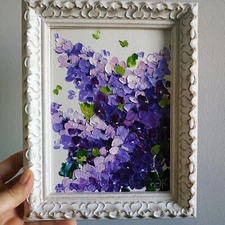 Lilac Painting Impasto Oil Painting Floral Art Original Wall Art 3D Art 8 by 6