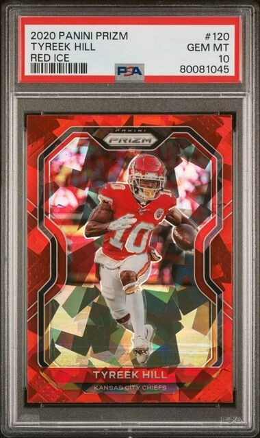 2020 Panini Prizm Tyreek Hill Red Ice PSA Gem 10 population 11