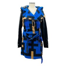 Jc De Castelbajac Jacket & Skirt Set Us Size 8 Uk Size 38 New 100% Leather Wool