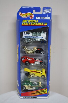 1998 Hot Wheels Crazy Classic III 3 Diecast Gift Set 5 Pack Train Plane Auto
