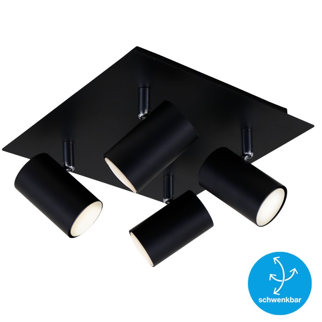 Plafoniera faretto orientabile 4xGU10 40W nero metallo Briloner foto 2