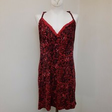 secret treasures nightgown Slip Lingerie Sleepwear Red/Black Size Med.
