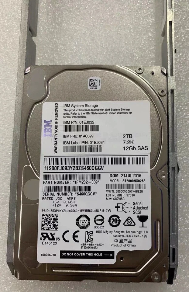 IBM 01EJ032 2TB 01EJ034 01AC599 SAS 2.5" V5000 Gen2 Hard drive HDD NEW - Image 2 of 3