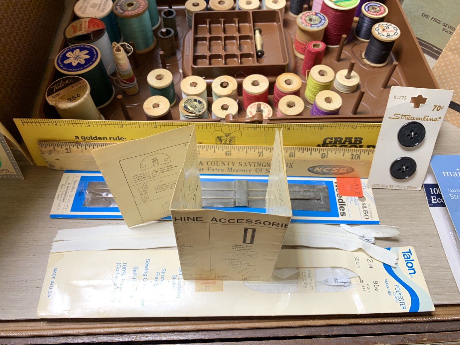 Vintage Wilson Wil-Hold Large Brown Plastic Sewing Box Lot Of 4! All Accessories