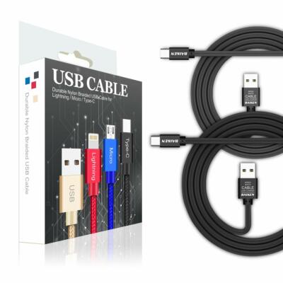  2-Pack USB Type C Cable 4FT For Samsung Google LG Nintendo Switch OnePlus BLK