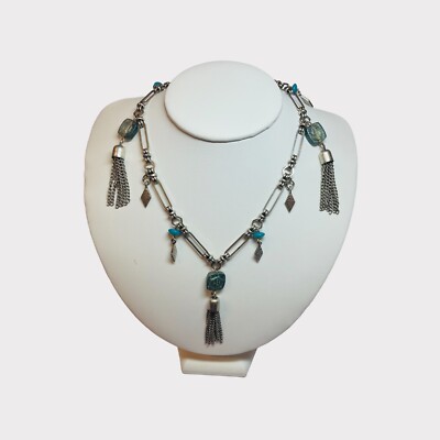 Alex and Ani Vintage Sixty-Six Blue Gemstone Tassel Paper Clip