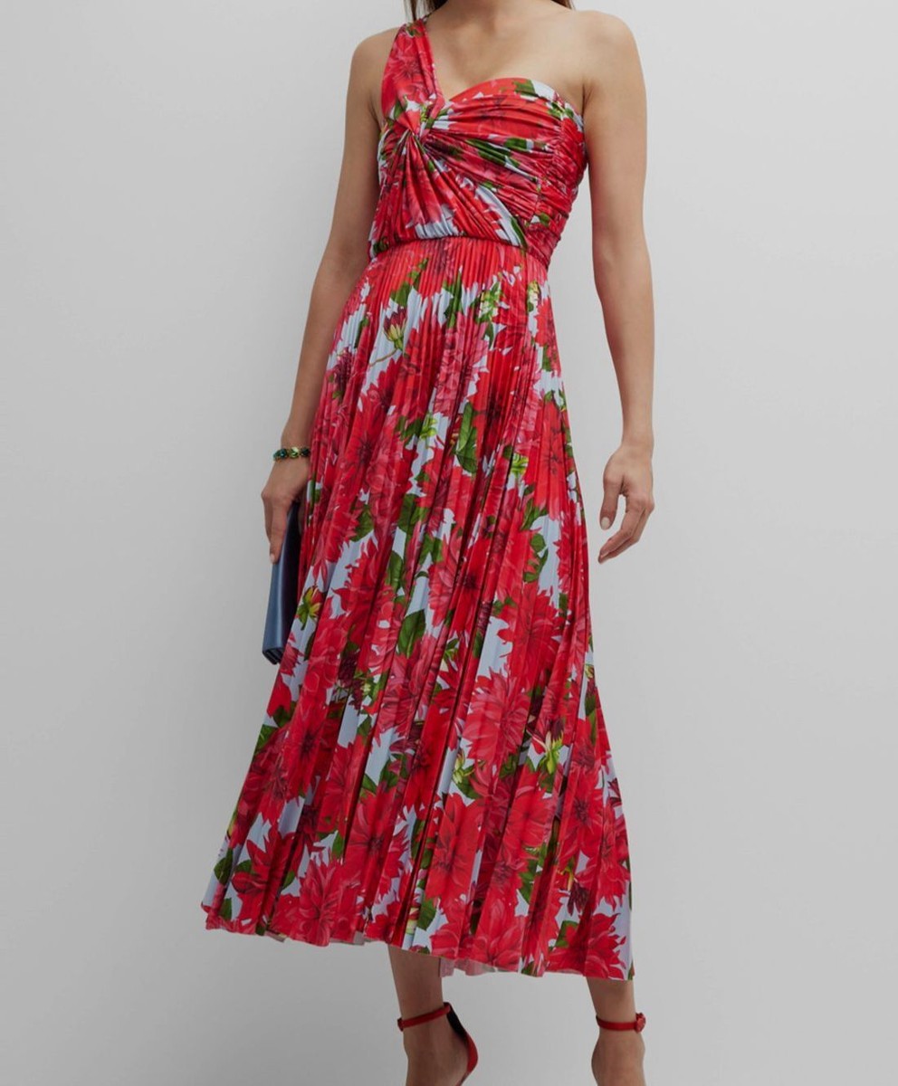 red floral pleated dress FARM Rio Berry Garden Maxi Dress