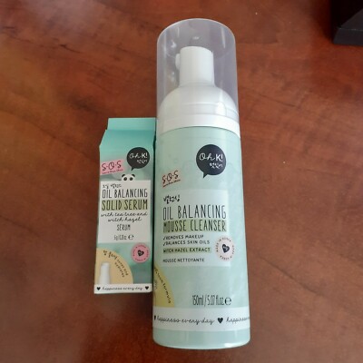 NEW 2 Pc Set Oh K! SOS Oil Balancing Solid Serum & Mousse Cleanser Witch Hazel 
