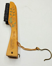 Vtg Souvenir Clothing Brush Yellow Green Floral Converts Travel Hanger Miami Fl.