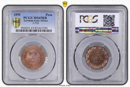 German East Africa, Wilhelm II, Pesa 1890, PCGS MS 65 RB - Picture 6 of 8