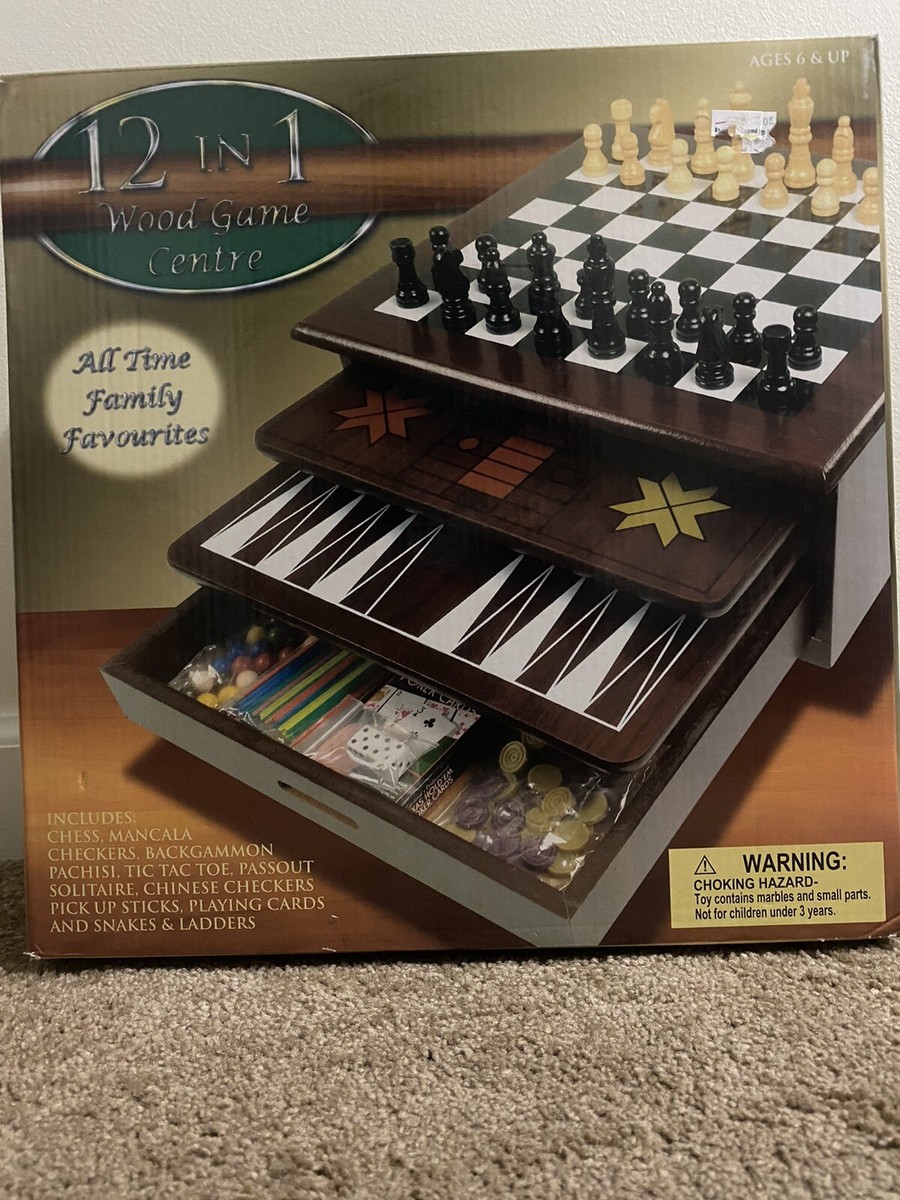 Cardinal 12 IN 1 Wood Board Game Center Chess Chinese Checkers
