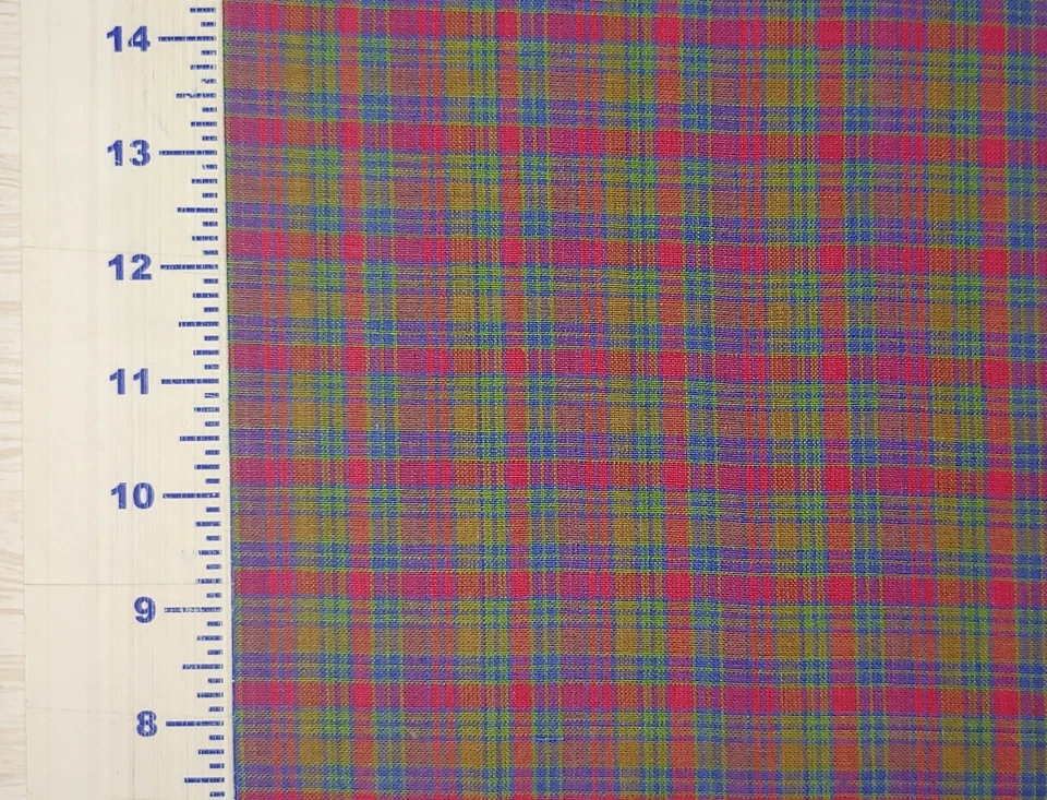 Cotton HOMESPUN Fabric 1025 Olive Red Blue Fuchsia 1/2 YARD - Image 2 of 2