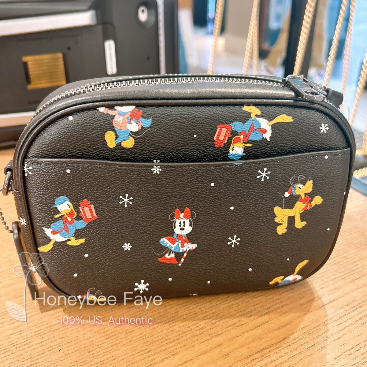 NWT Disney X Coach Mini Jamie Camera Bag With Holiday Print CN027
