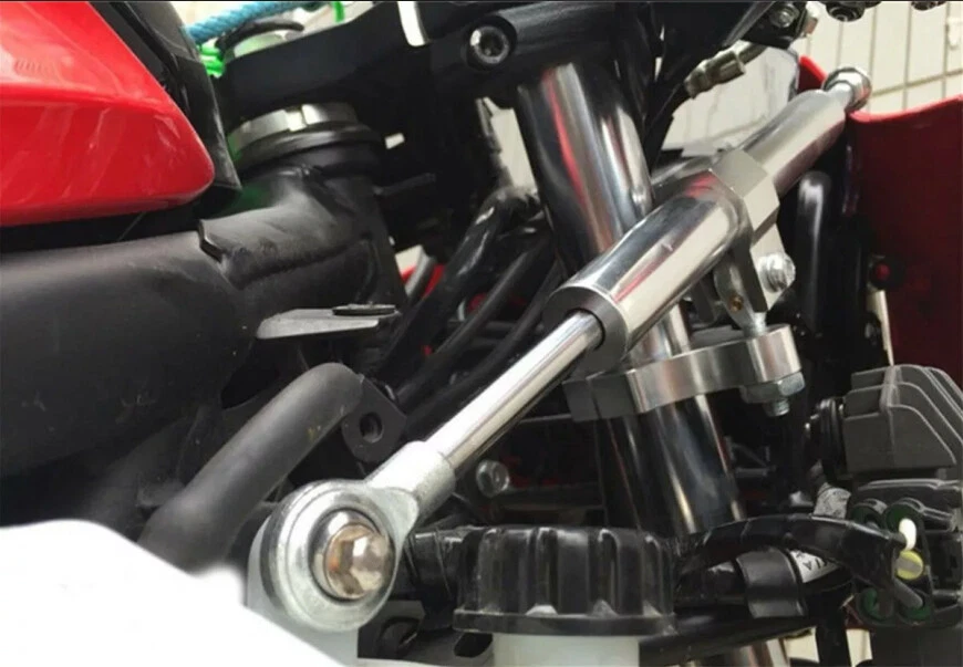 Linear Reversed Safe Control Silver CNC Steering Damper Motorcycle Stabilizer - Image 4 of 4