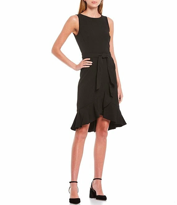 Calvin klein ruffle dress black Clearance