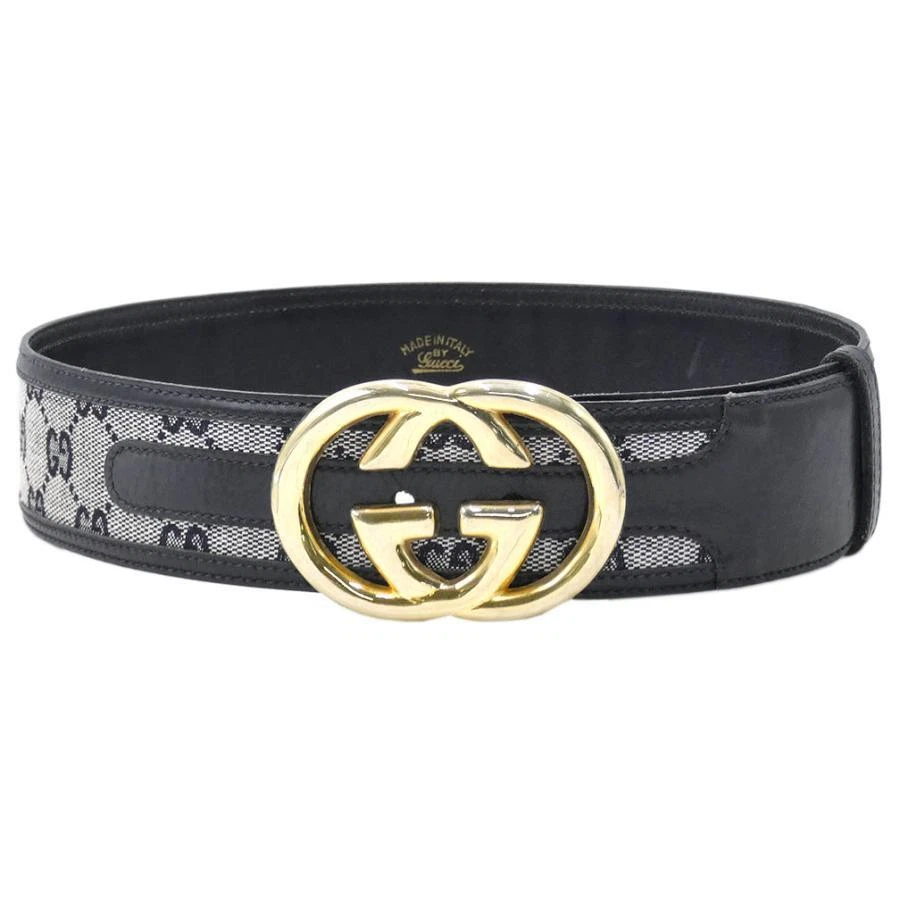 GUCCI Interlocking G Belt GG Canvas x Leather Navy x White Women's