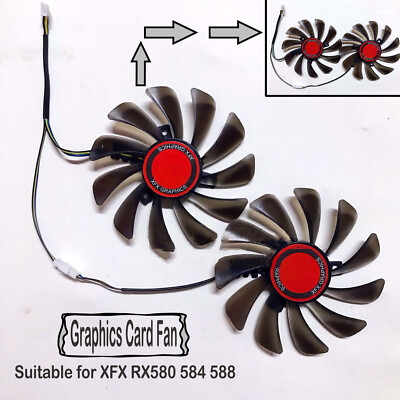 Graphics Card Dual Fan 95mm Video Card Cooler Fan for XFX RX580 584 588 ...