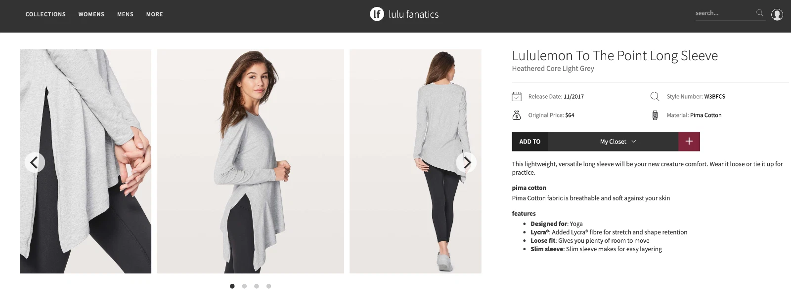 lululemon to the point long sleeve heathered core asymmetrical shirt