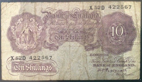 1940 GREAT BRITAIN PAPER MONEY - 10 SHILLINGS BANKNOTE!