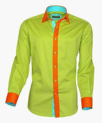 NEU - Lorenzo Cana Herren Hemd - apfelgrün-orange - Langarm - Frühling - Sommer
