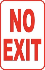 No Exit Street Sign Regulatory 12" x 18" Aluminum Metal Road #54 USA Made