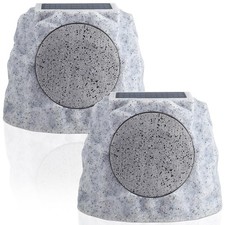 Solar Rock Speakers Outdoor Water-Resistant 2-Pack Solar Powered Rock Speaker...