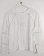 Per Una 100 Cotton Embroidered  Lace Detail Long Sleeve T Shirt Size 12 New