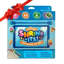 74 PC DIY Shrinking Art Kit with 8 Paint Markers, Includes 48 Plastic Pre Cut...