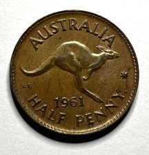 Australian 1961  Queen Elizabeth 11.  Half Penny . Circulated 5 Years. VG