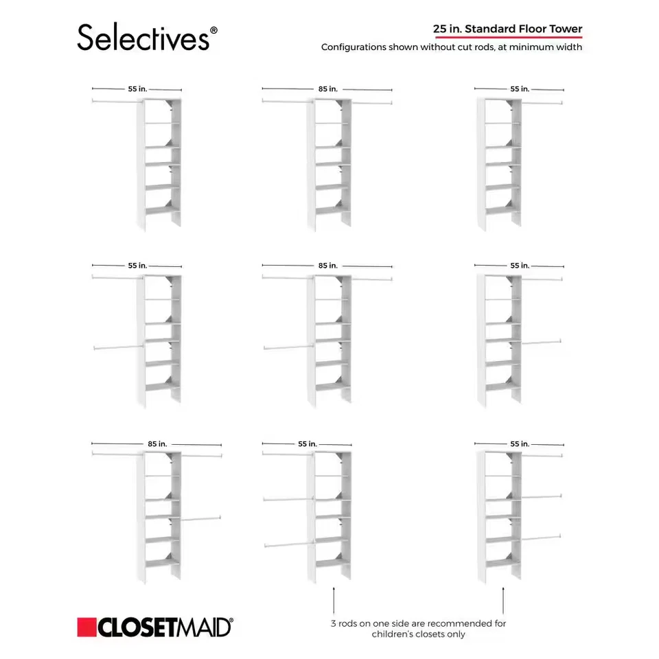 Sistema de armario de madera 84 pulgadas - 120 pulgadas torre pared alcance resistente laminado blanco Foto 4 de 4