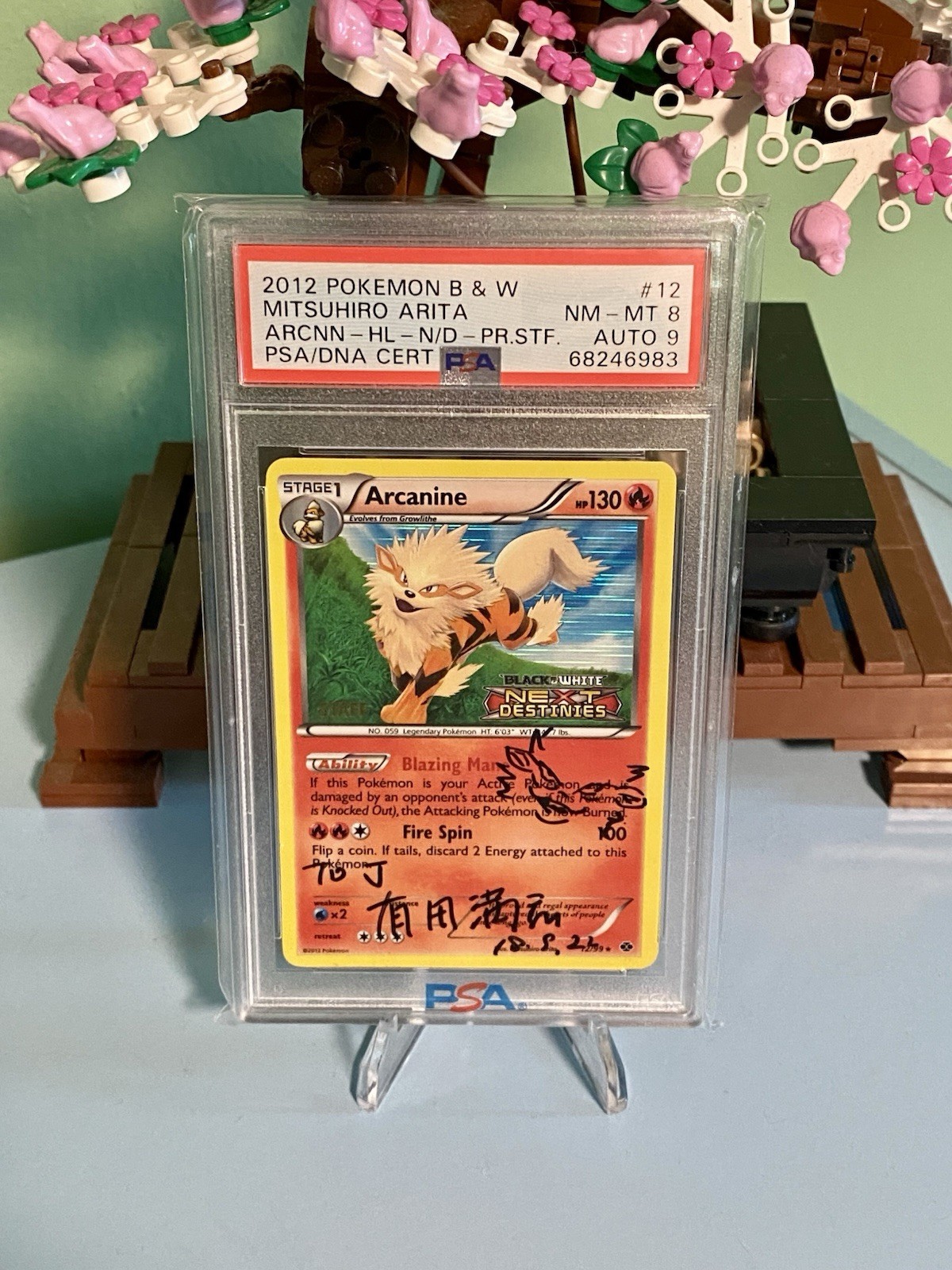 PSA 8| Pokemon Arcanine 12/99 | STAFF PRERELEASE Stamped | Mitsuhiro Arita Auto!