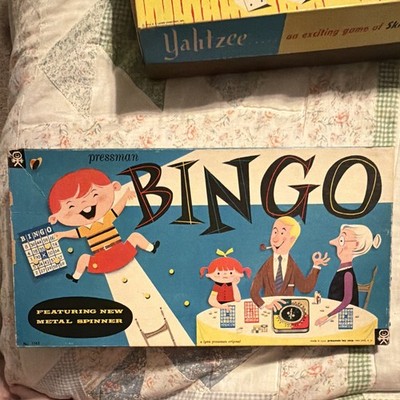 Pressman Vintage Bingo Game Set w/ Metal Spinner, Cards & Score Pads, Age 8+