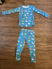 Little Bum Bums Toddler 2-Piece Blue Bamboo Astronaut Space Pjs 2T