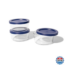 DURA LIVING 6-Piece Glass Food Storage Set - 3 Containers + 3 BPA-Free Lids