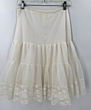Vintage 1950s Lorraine Ivory Layered Lace Slip Size MEDIUM 28"x 25" Flat Lay